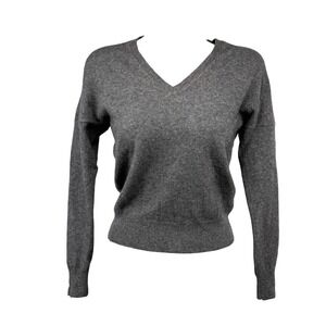 IKKS 100% Cashmere V-Neck Charcoal Grey Sweater Size S